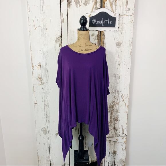 Free people purple thin knit top super oversized - Picture 1 of 5